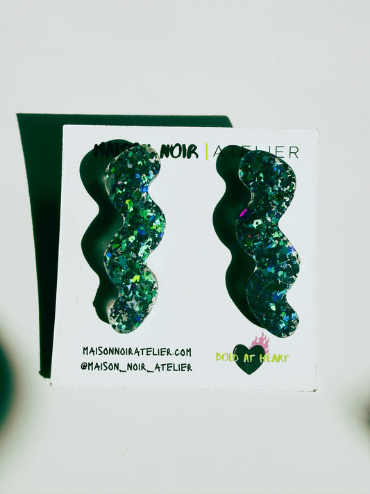 Ocean Glow Squiggle Studs