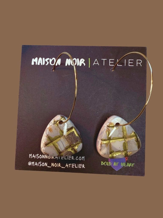 Gilded Charcoal Check Hoops