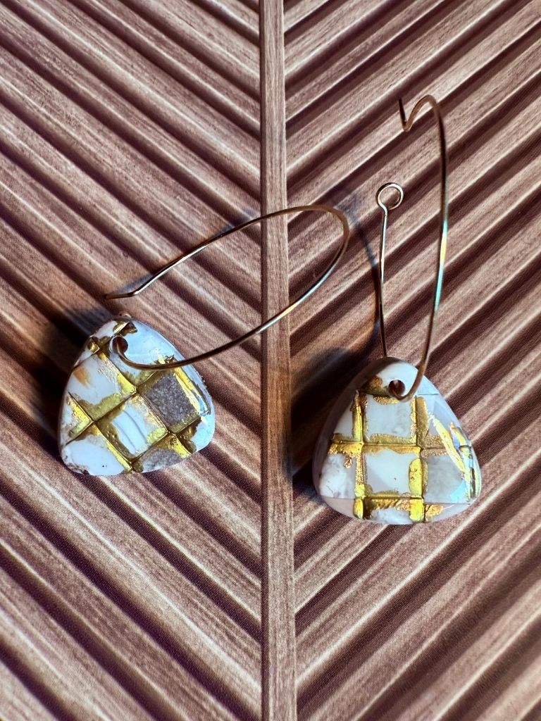 Gilded Charcoal Check Hoops