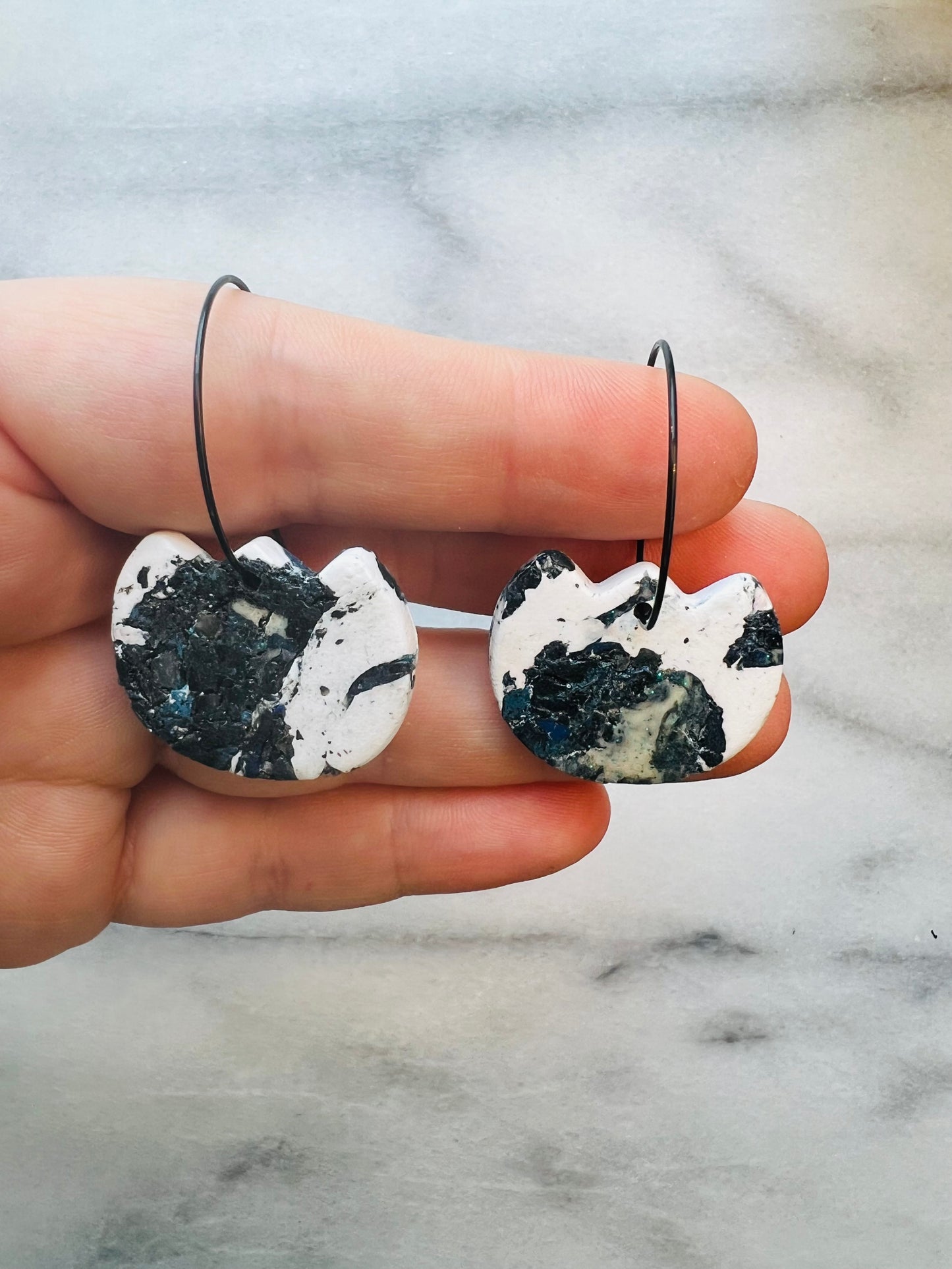 Abstract Bloom - Inked Tulip Hoop Drops