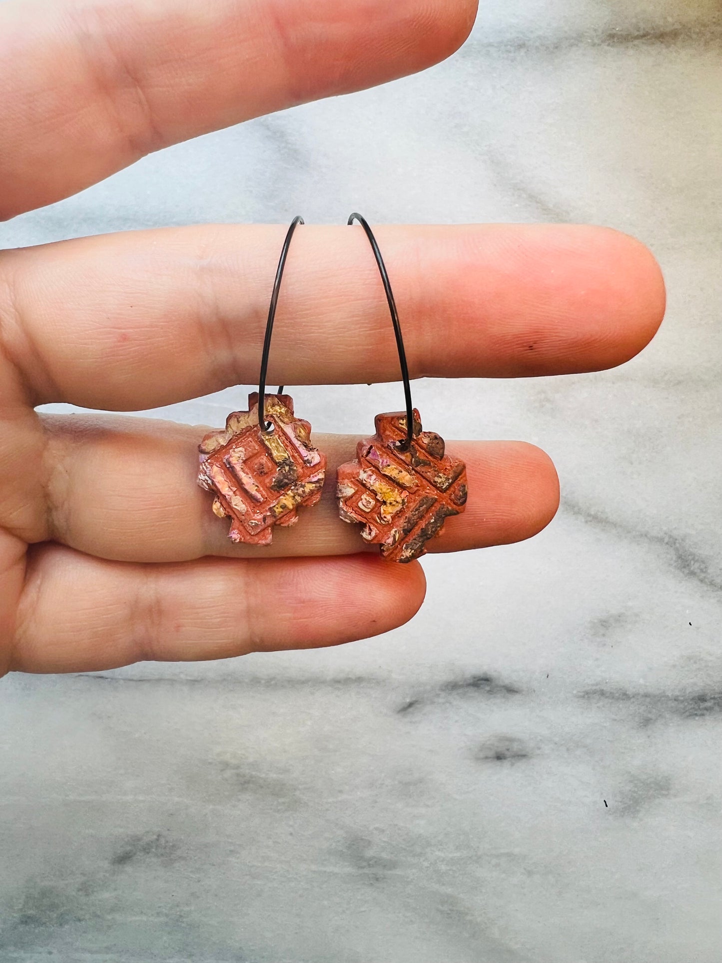 Abstract Artifact - Terracotta Hoop Drop