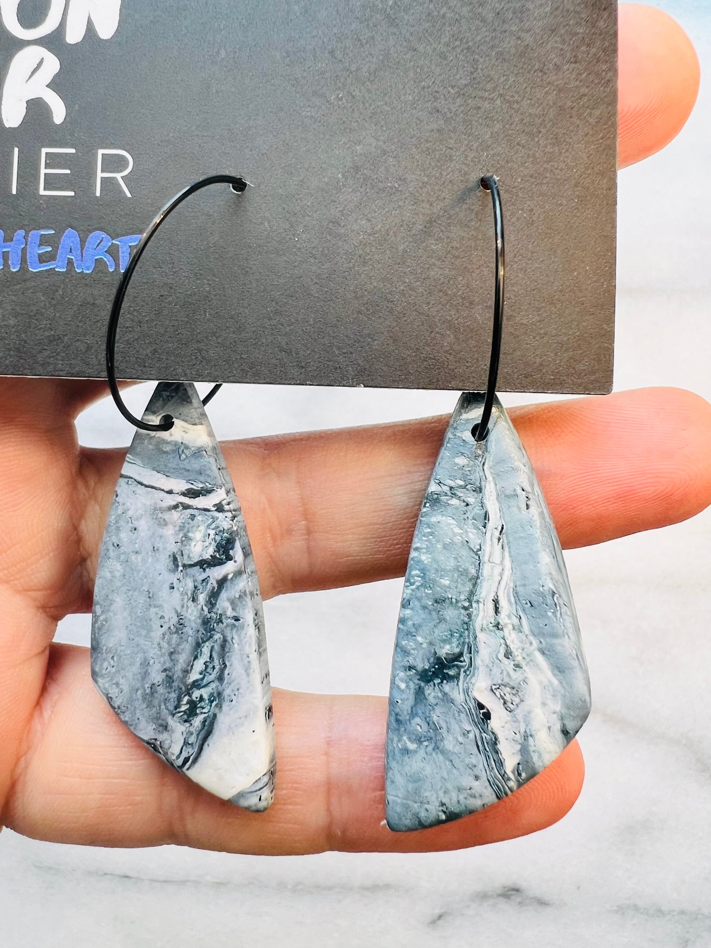 Ocean Stone - Shard Hoops