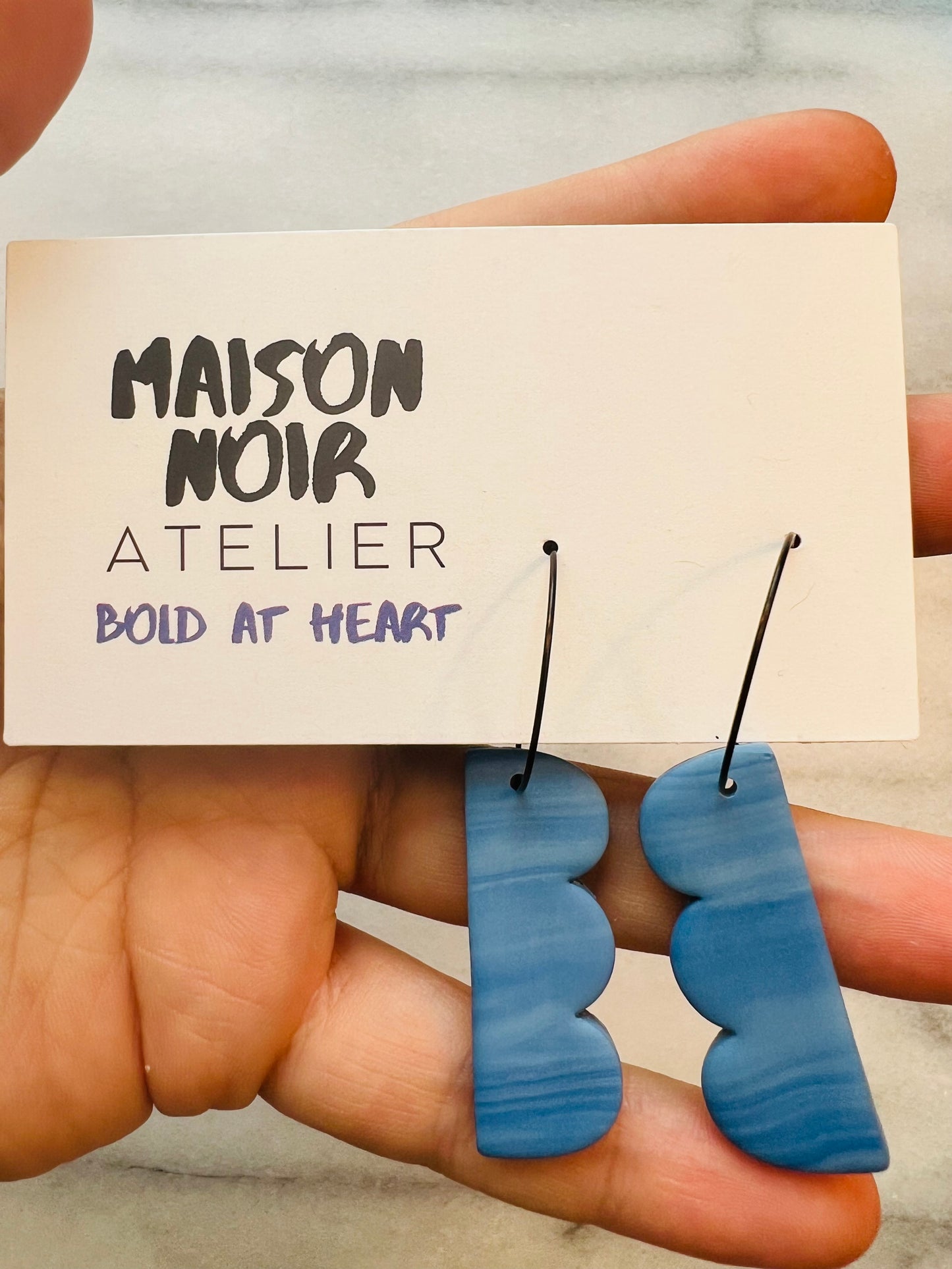 Modern Blue Wave Hoops