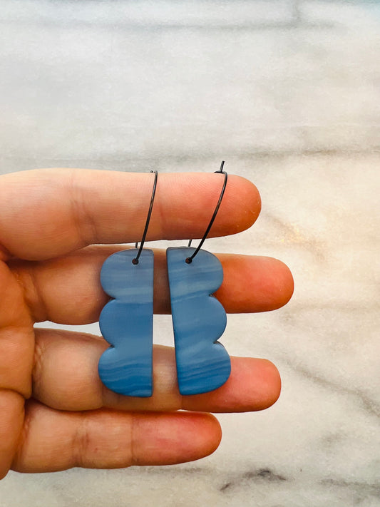 Modern Blue Wave Hoops