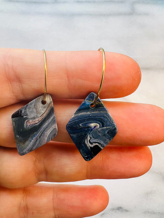 Sapphire Stone - Diamond Hoops