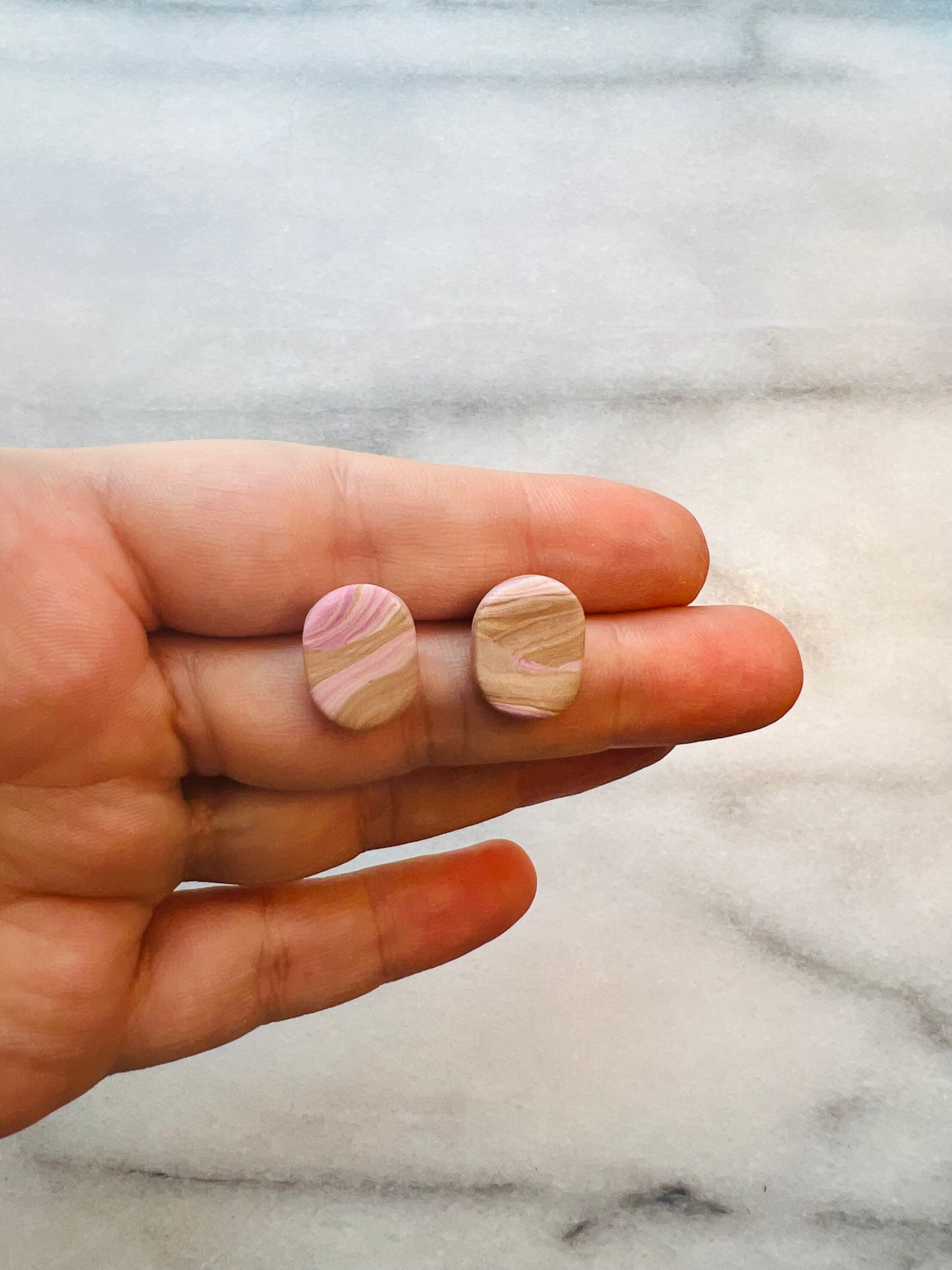 Marble Botanica - Oval Studs