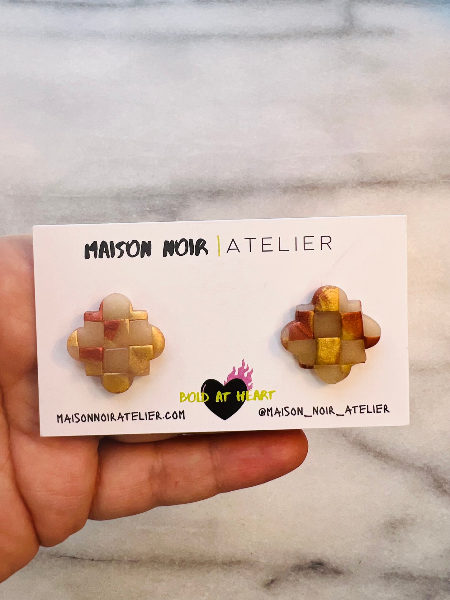 Check Luxe - Moroccan Tortoise Shell Studs