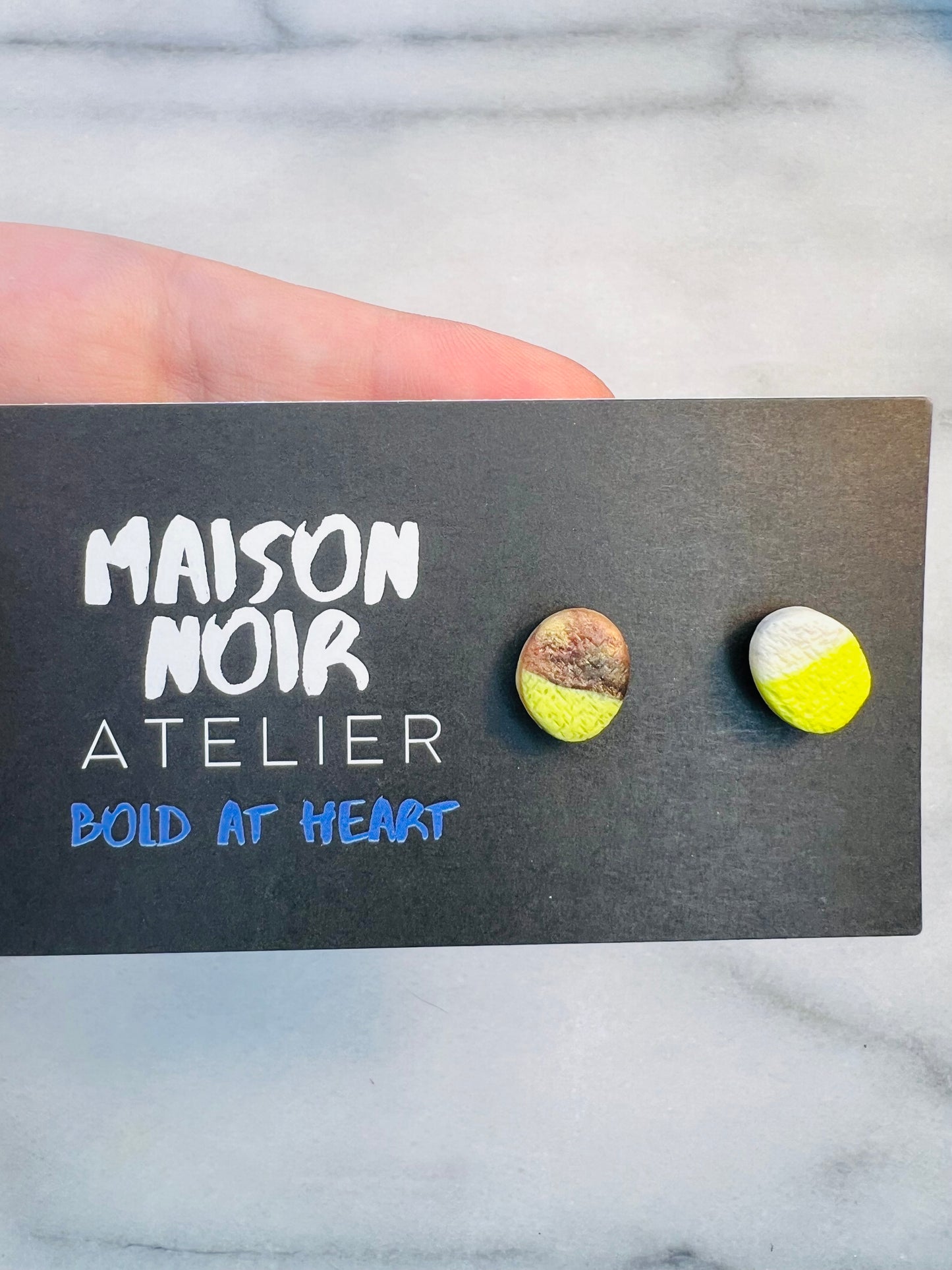 Pop Rocks - Burnished Chartreuse Studs
