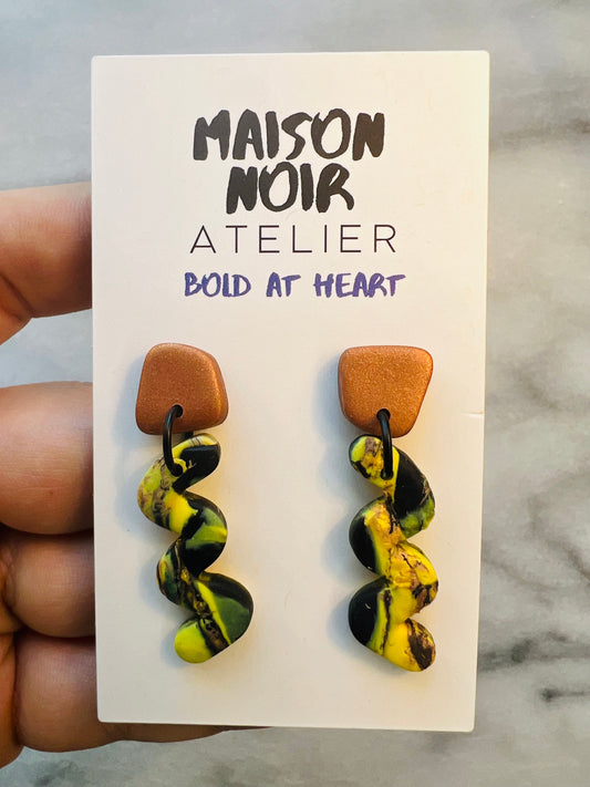 Marbled Chartreuse Squiggle Drops