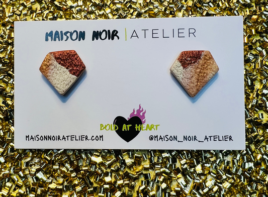 Cream & Copper Diamond Studs