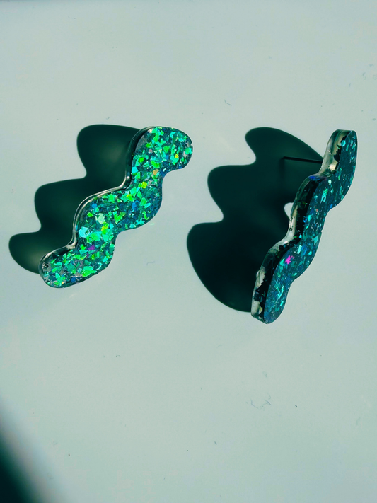 Ocean Glow Squiggle Studs