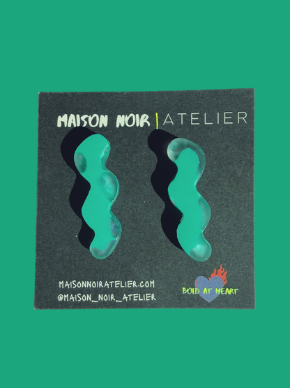 Aqua Squiggle Studs