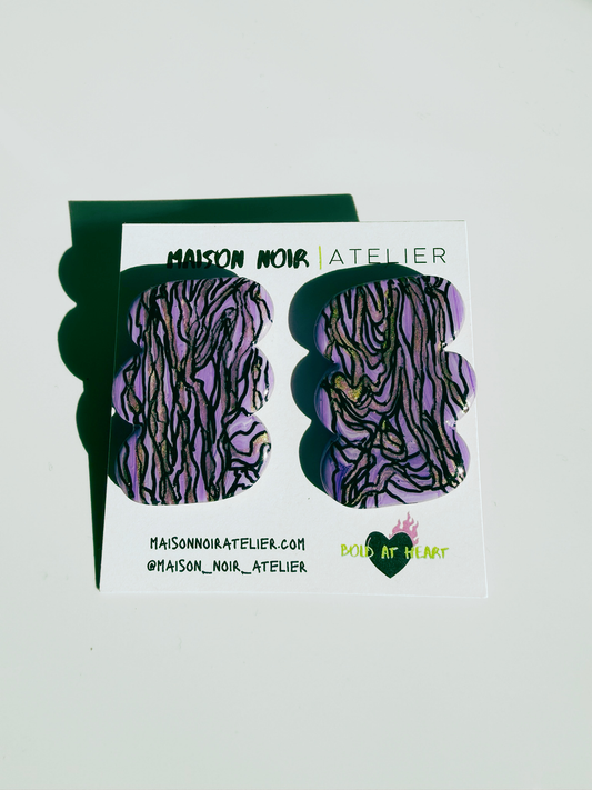 Lilac Abstract Inked Studs