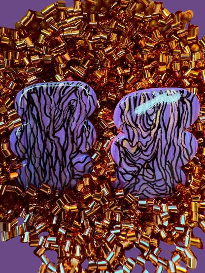 Lilac Abstract Inked Studs