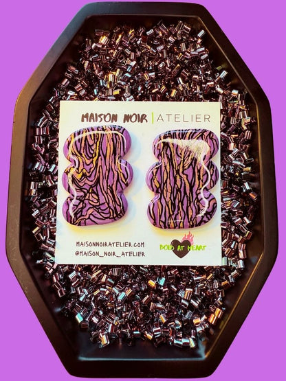 Lilac Abstract Inked Studs