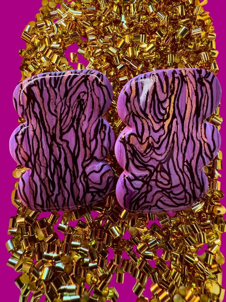 Lilac Abstract Inked Studs