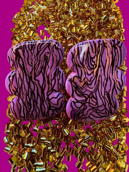 Lilac Abstract Inked Studs