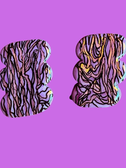 Lilac Abstract Inked Studs