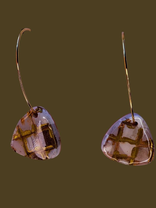 Gilded Charcoal Check Hoops