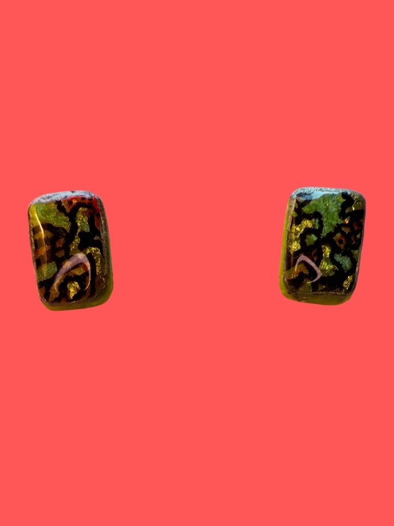 Inked Sunshine Opal Rectangle Studs