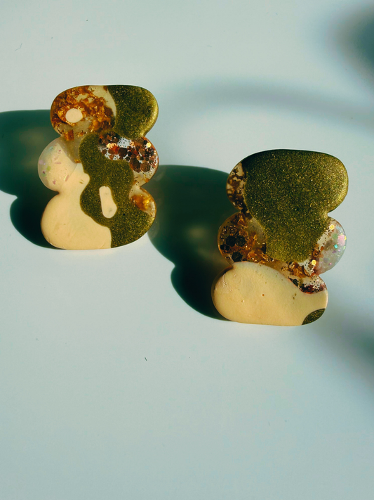 Opalescent Gold Abstract Studs
