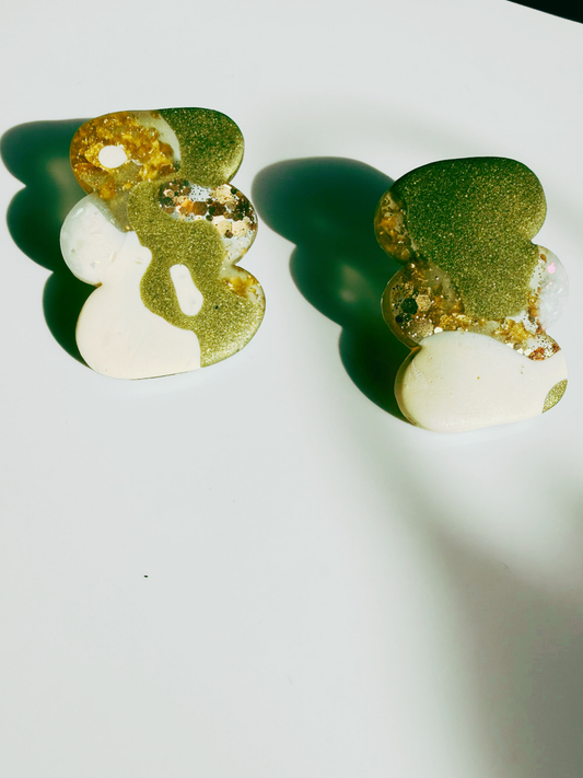 Opalescent Gold Abstract Studs