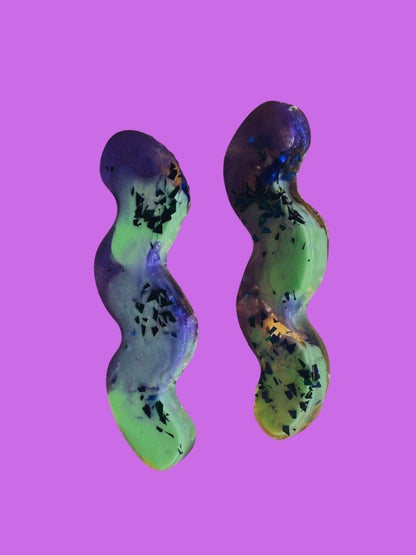 Aqua Violet Squiggle Studs