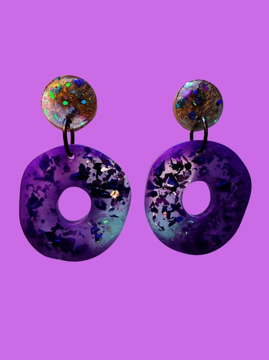 Amethyst Lagoon - Organic Hoop Dangles