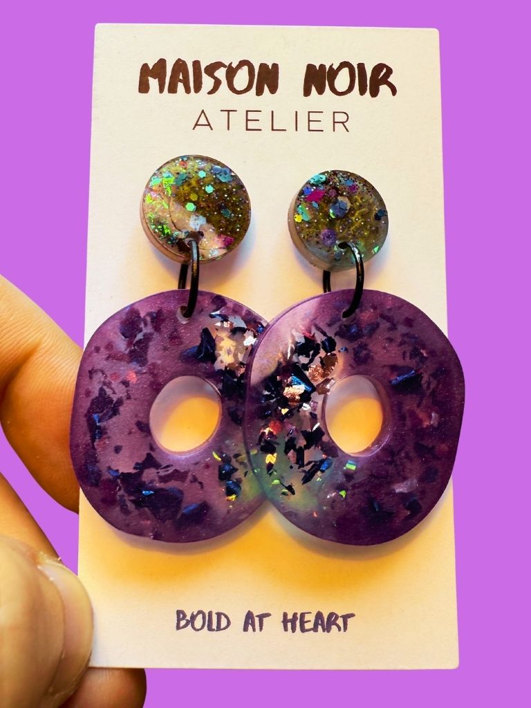 Amethyst Lagoon - Organic Hoop Dangles