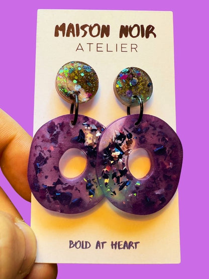 Amethyst Lagoon - Organic Hoop Dangles