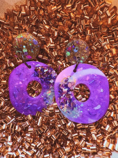 Amethyst Lagoon - Organic Hoop Dangles