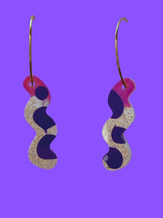 Amethyst Squiggle Hoops