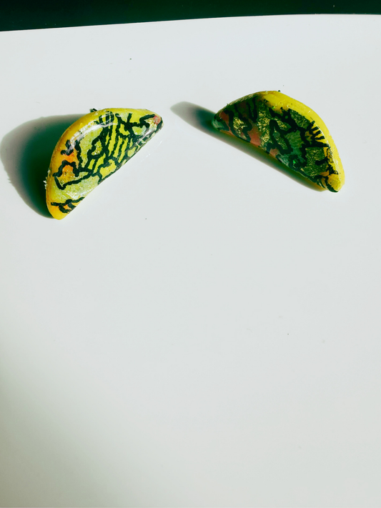 Inked Sunshine Opal Crescent Studs
