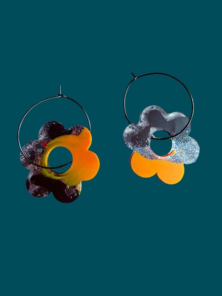 Midnight Bloom Hoops
