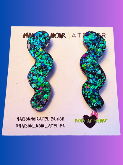 Ocean Glow Squiggle Studs