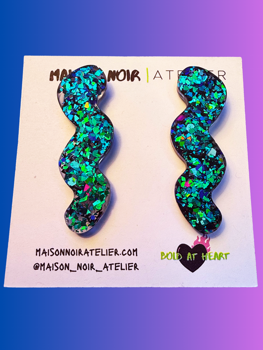 Ocean Glow Squiggle Studs