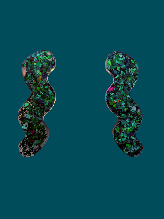 Ocean Glow Squiggle Studs