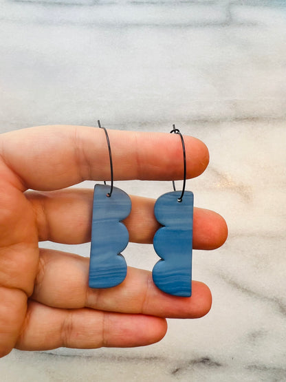 Modern Blue Wave Hoops