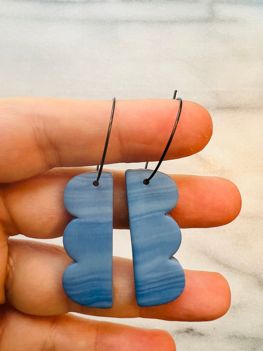 Modern Blue Wave Hoops