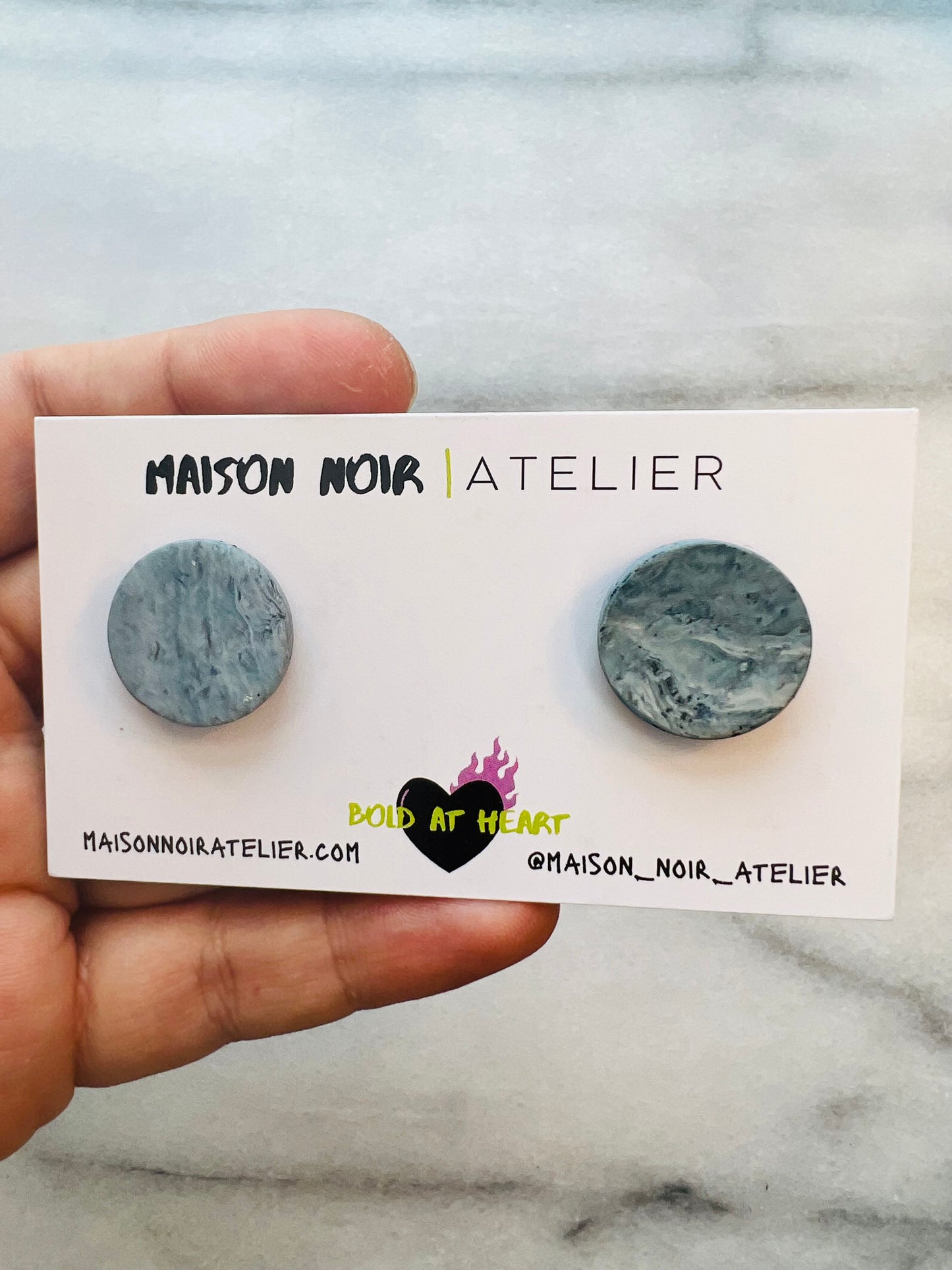 Medium Ocean Stone Round Studs