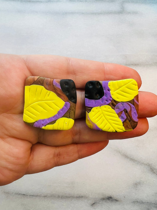 Jungle Patina - Large Organic Square Studs