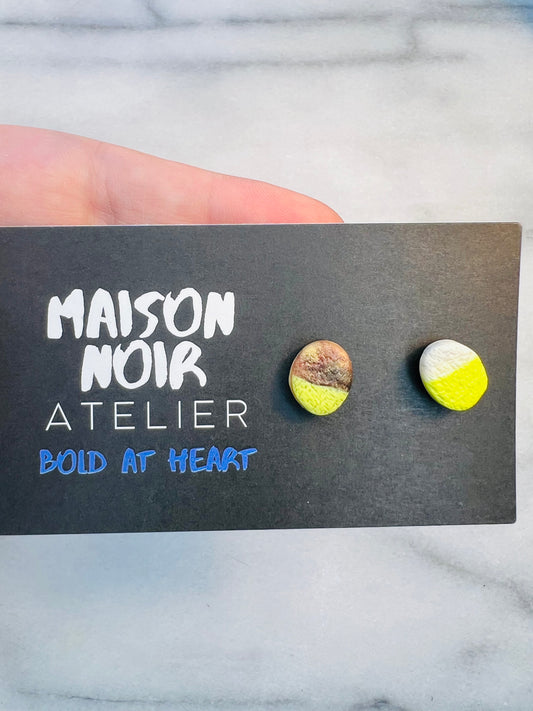 Pop Rocks - Burnished Chartreuse Studs