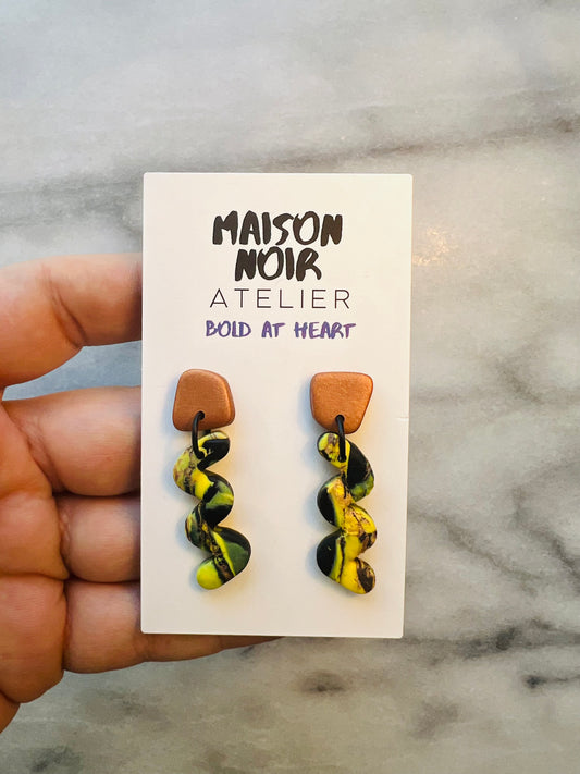 Marbled Chartreuse Squiggle Drops